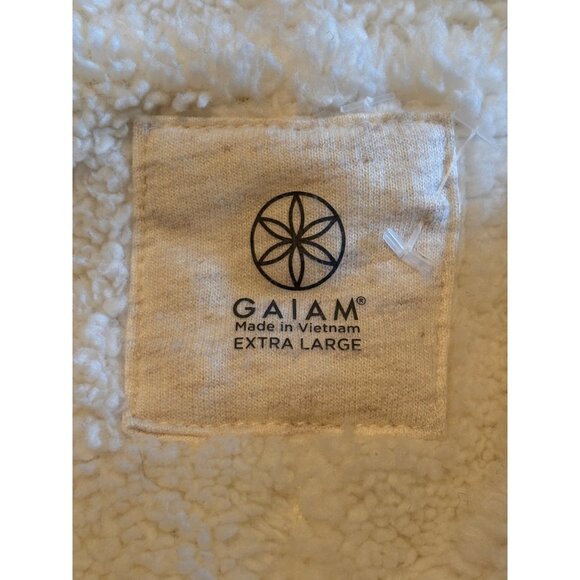 Gaiam Womens Asymmetrical Open Front Cardigan Jacket XL Beige Cozy Sherpa Lined - Picture 13 of 15